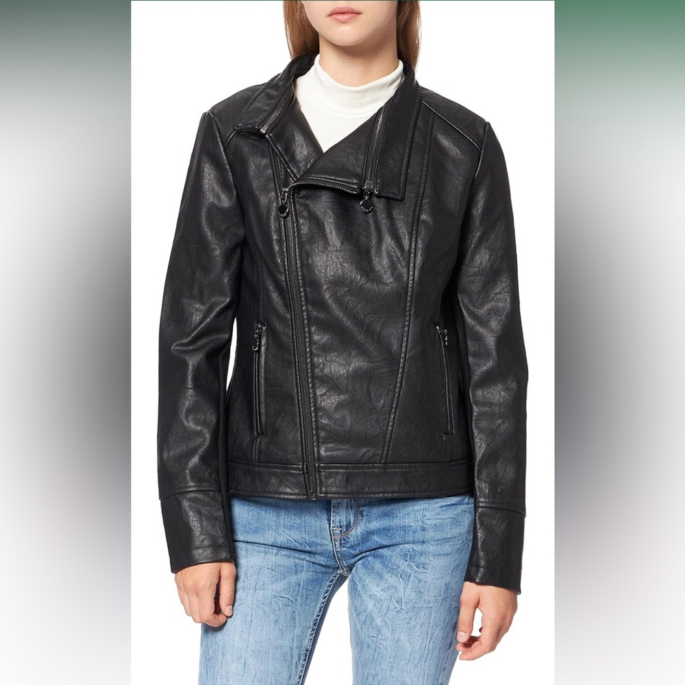 NWT Desigual Women’s Chaq-Dante Faux Leather Jacket in Black Size 12